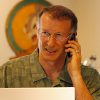 Bruce Sallan on the phone Bruce Sallan on the phone