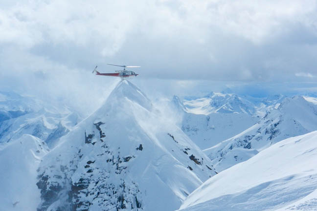 Heli-Skiing Landing in the Cariboos