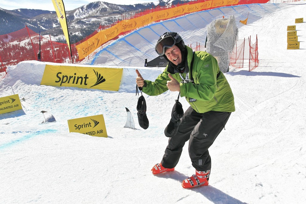 Bruce on #SBX race course at Canyons Resort - skiing can cure cancer