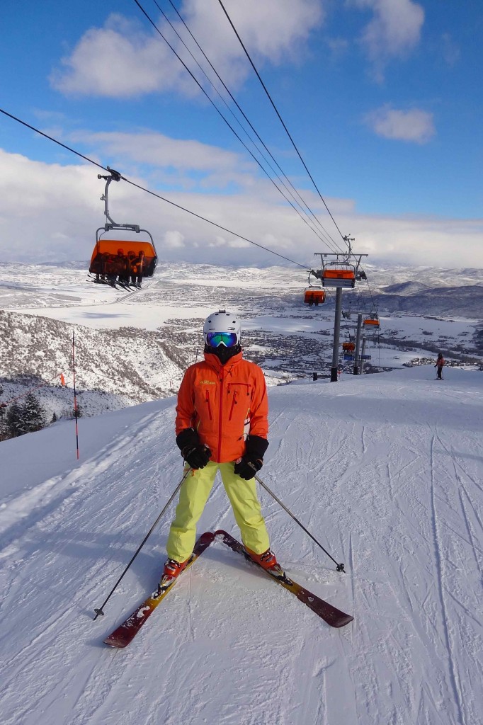 My wife is an expert skier, here by Orange Bubble Express Chair