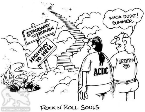 Rock n Roll Cartoon - Stairway to Heaven vs Highway to Hell - ACDC vs Led Zeppelin