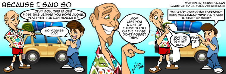 Comic Strip about leaving Son home alone