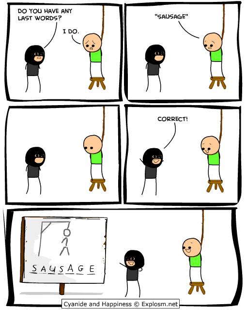 Funny cartoon about Hangman Game
