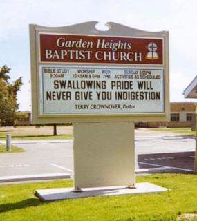 sign at church about pride