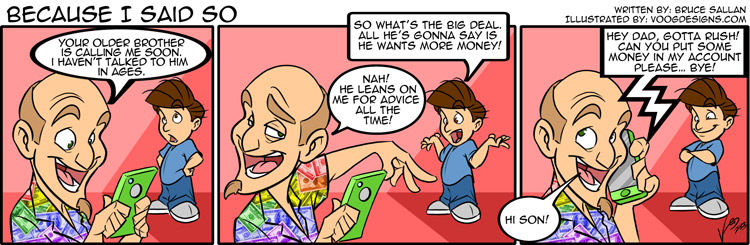 A Call from Big Brother - Because I Said So comic strip on Money