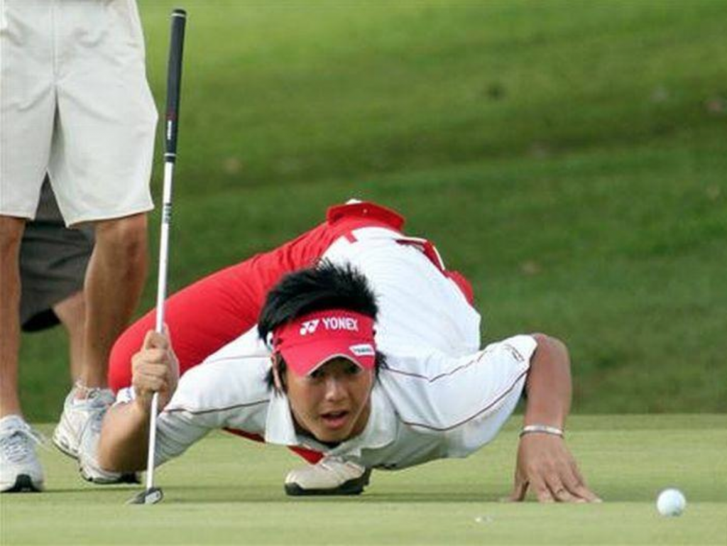 Funny golf pose