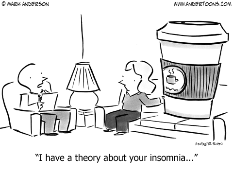 Cartoon about caffeine and insomnia