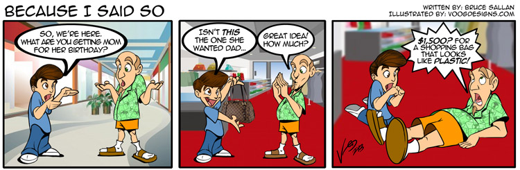 Louis Vuitton handbags as expensive and Dad faints comic
