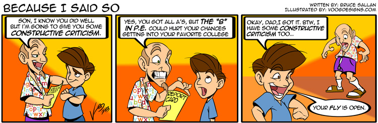 Constructive criticism backfires on Dad in this cartoon