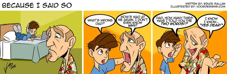 Because I Said So comic in which Dad asks Son for advice