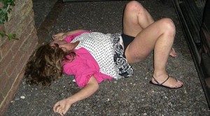 Embarrassing photo of passed out girl