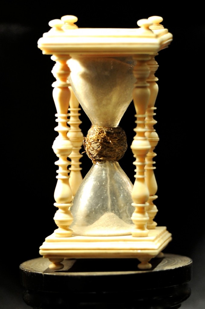 Sands of time via an hourglass