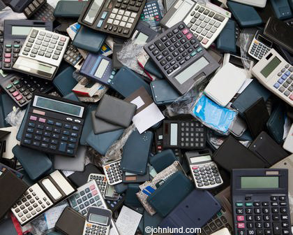 Pile of old calculators